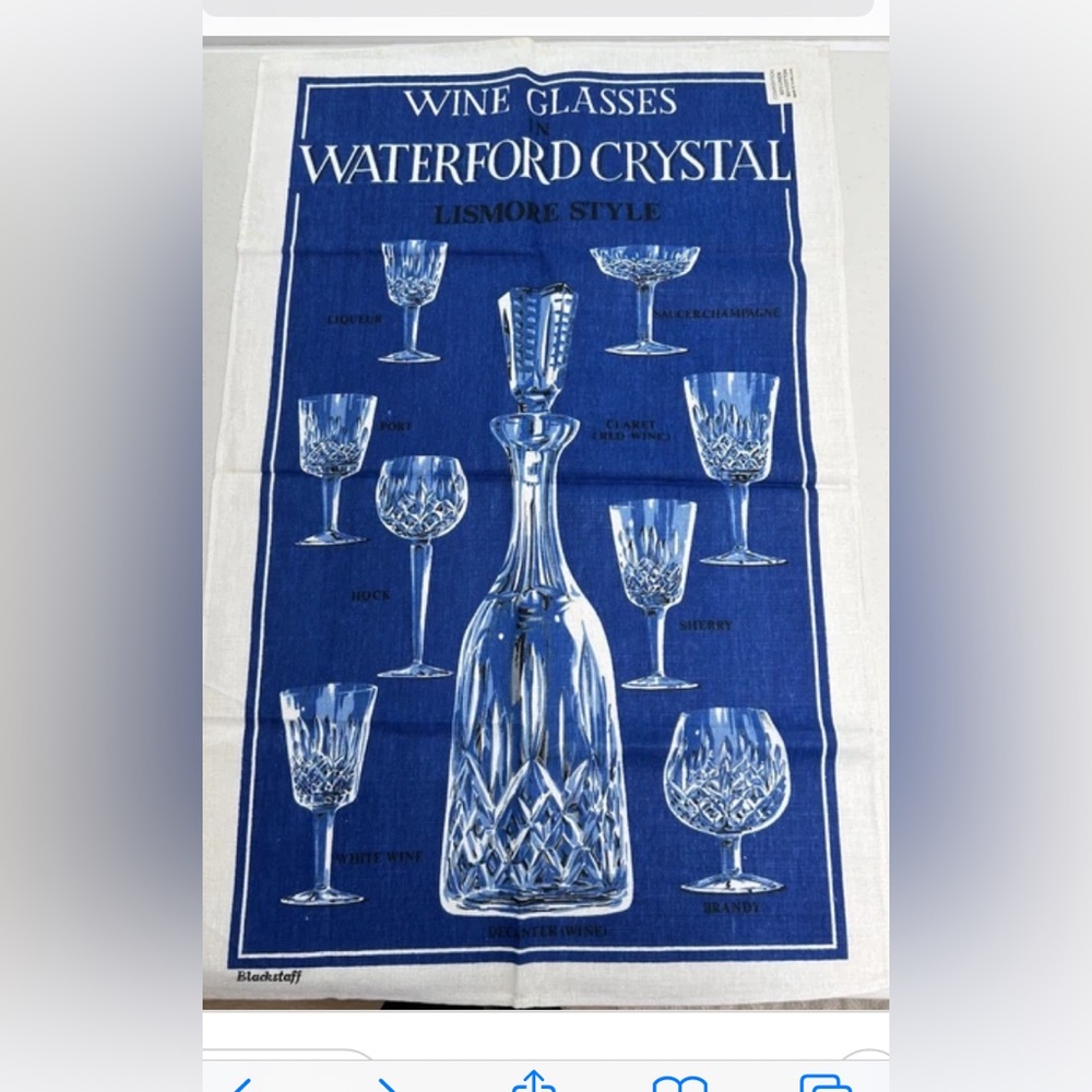 Waterford Crystal Lismore Style Tea Towel - Blue